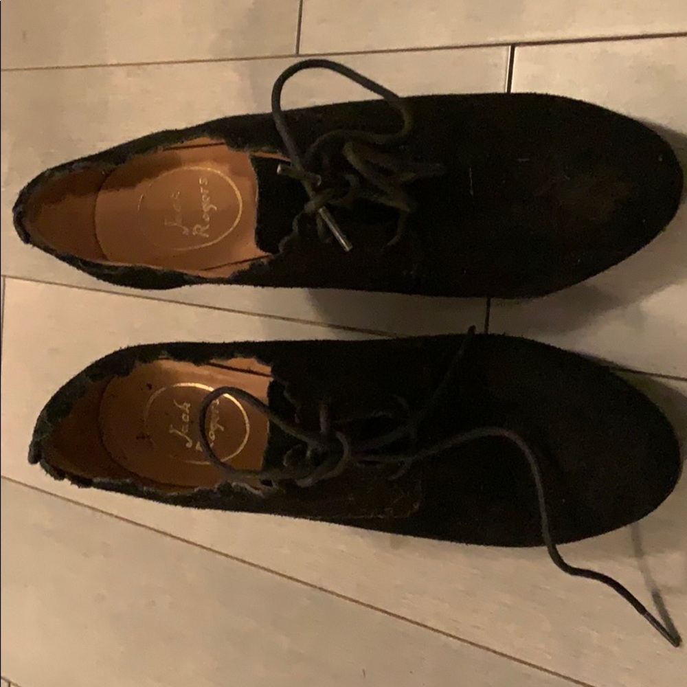 Jack Rogers black wedge booties